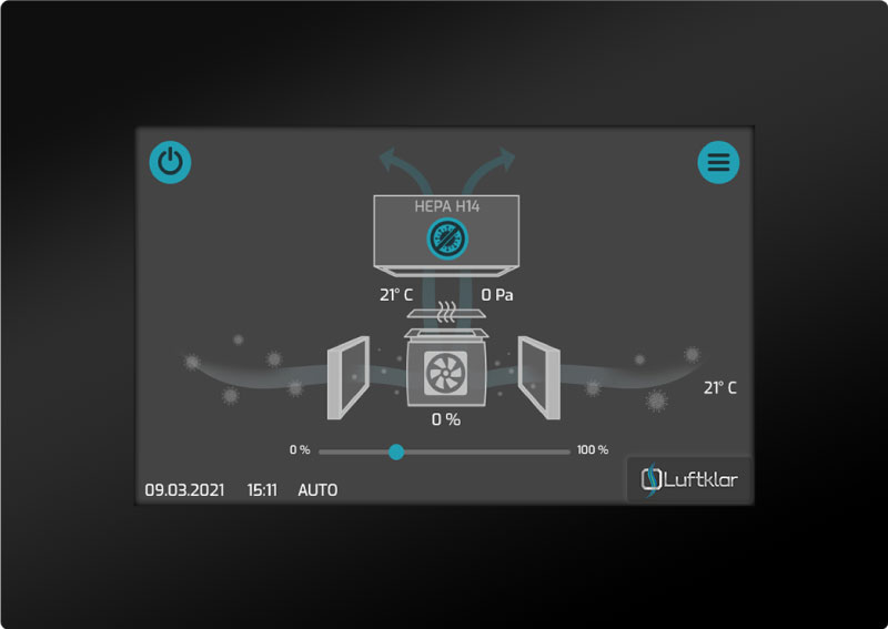 Luftklar-Touchscreen-Display mit Live-Daten-Anzeige und Anzeige