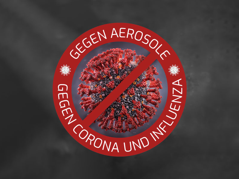 Hinweisschild: beseitigt Corona, Influenza und Aerosole